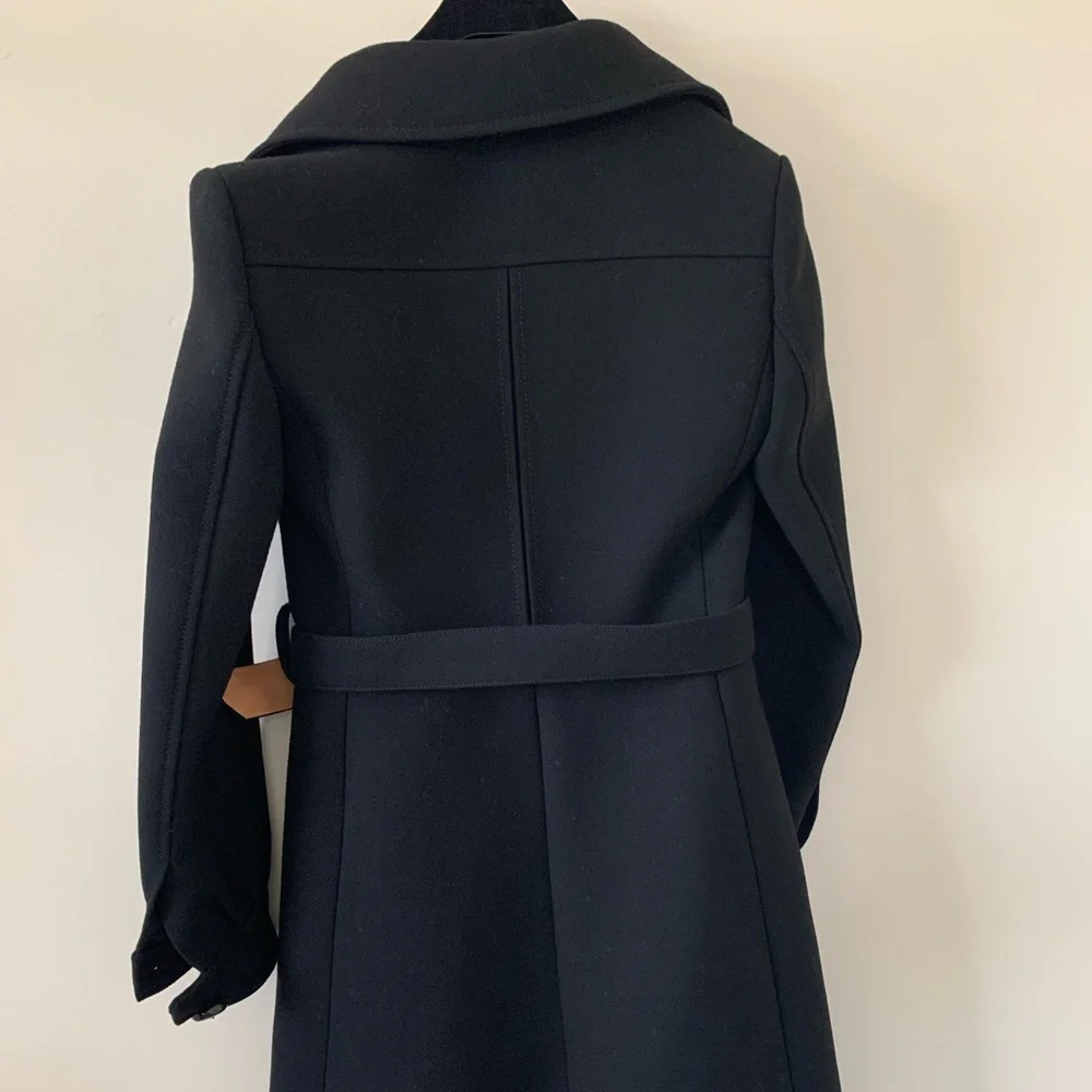 GUCCI black wool jacket large logo belt button down cuff long coat Luxury NWT - Picture 10 of 14
